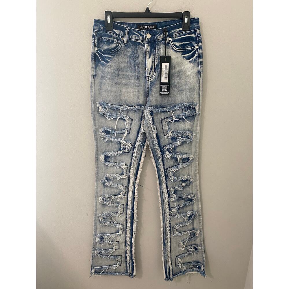 Distressed Blue Flare Jeans